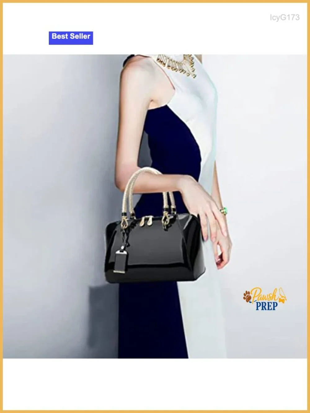 Patent Faux Leather Satchel Handbag Crossbody Shoulder Bag with Top Handle